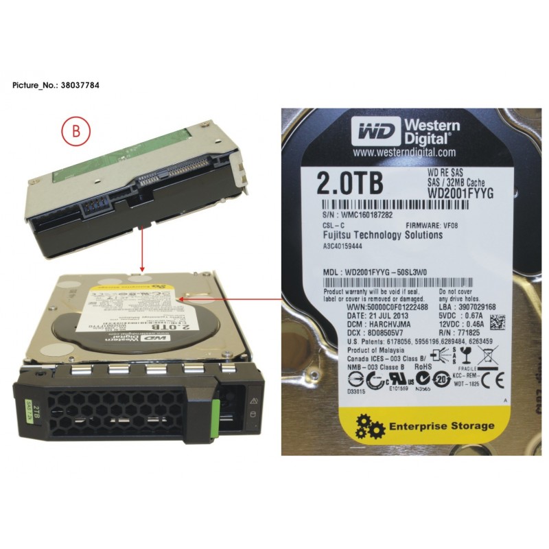 38037784 - HD SAS 6G 2TB 7.2K HOT PL 3.5' BC