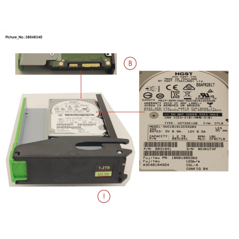 38048340 - JX60 S2 HD SAS 1.2TB 10K 12G 512N SPARE