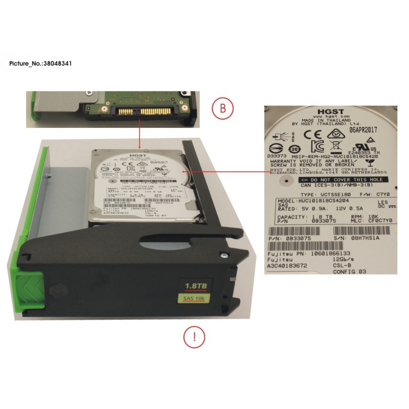 38048341 - JX60 S2 HD SAS 1.8TB 10K 12G 512E SPARE