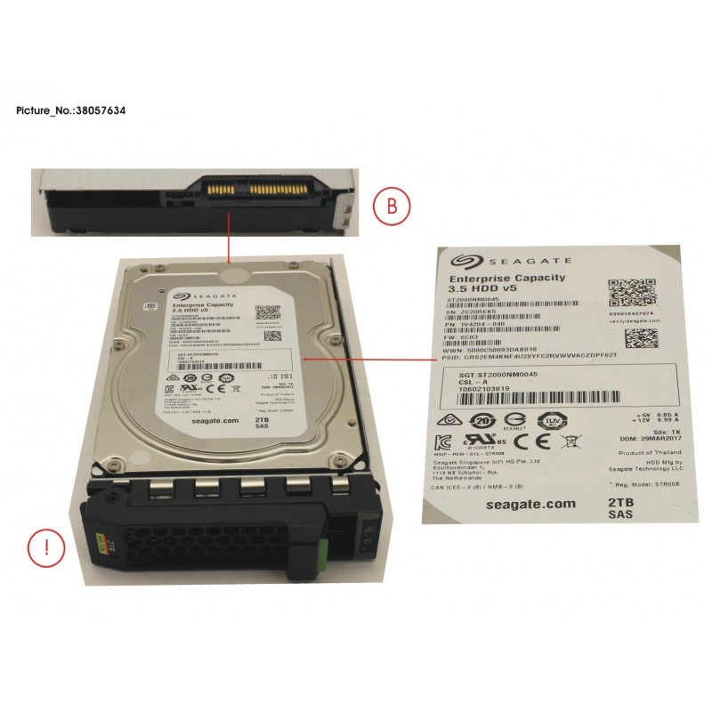 38057634 - HD SAS 12G 2TB 7.2K HOT PL 3.5' BC