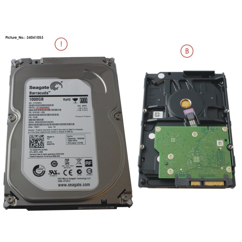 34041053 - HDD 1TB SATA S3 7.2K 3.5' 4K-AF