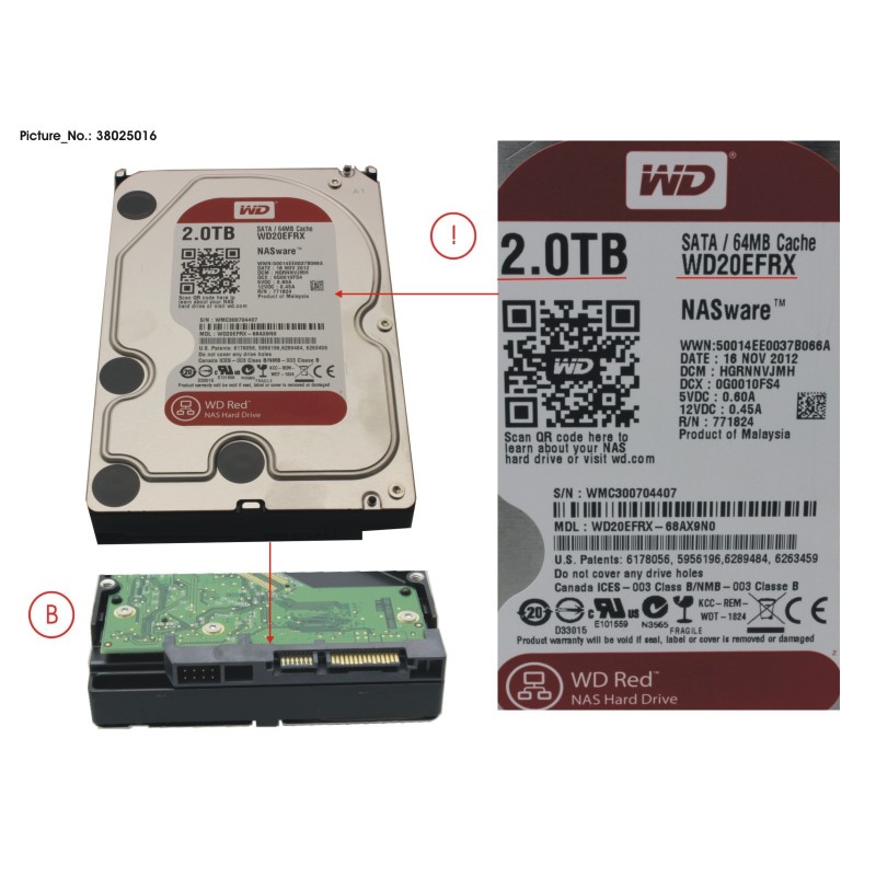 38025016 - HDD 2 TB WD RED FOR NAS