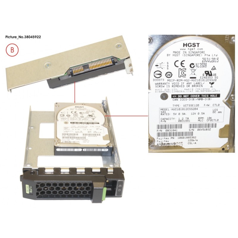 38045922 - HD SAS 12G 1.2TB 10K 512N HOT PL 3.5' EP