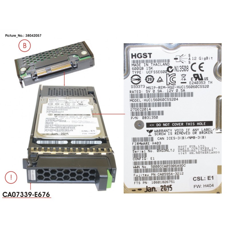 38042057 - DX8700 S2 HD SAS 600G 15K 2.5