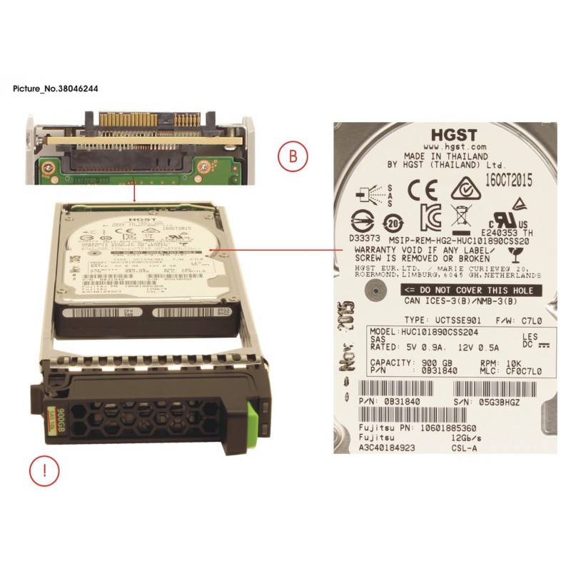 38046244 - JX40 S2 HD DRIVE SAS 900GB 10K 12G 512N