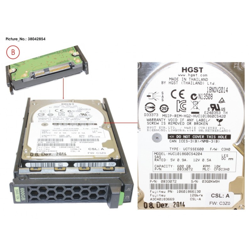 38042854 - HD SAS 12G 600GB 10K 512E HOT PL 2.5' EP