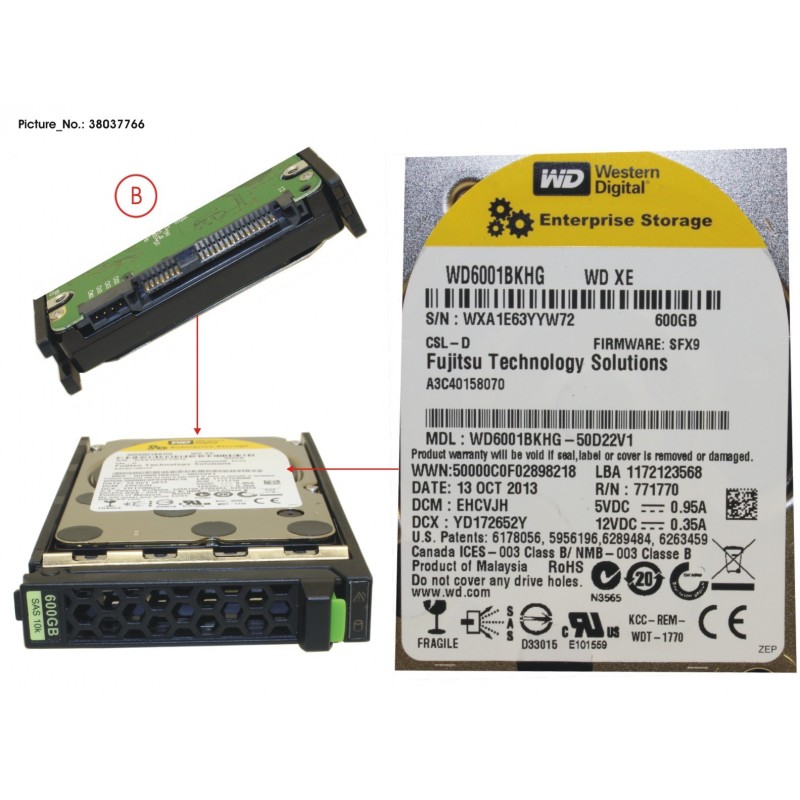 38037766 - HD SAS 6G 600GB 10K HOT PL 2.5' EP