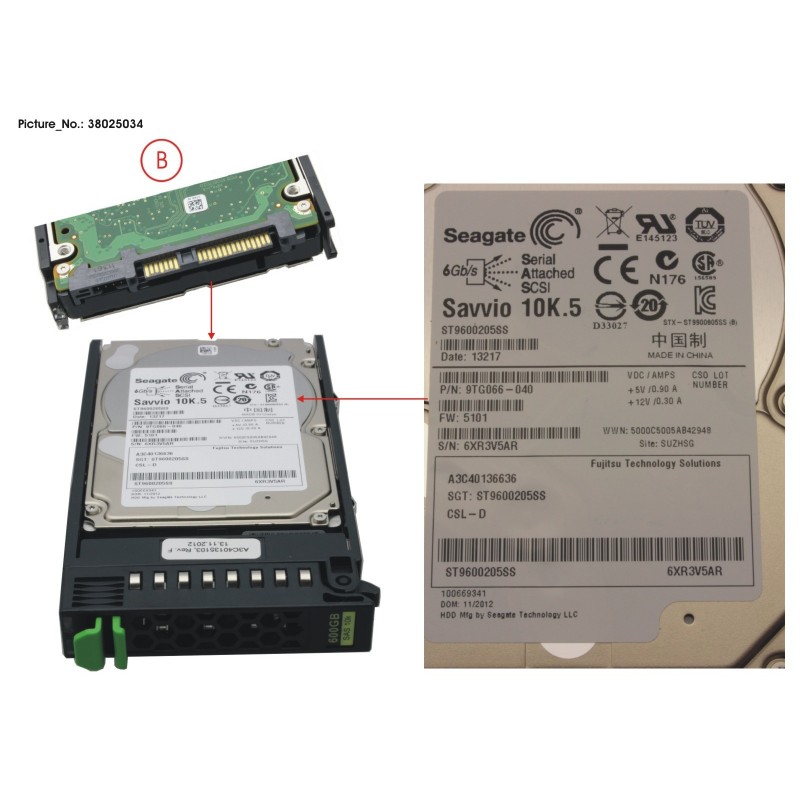 38025034 - HD SAS 6G 600GB 10K HOT PL 2.5' EP