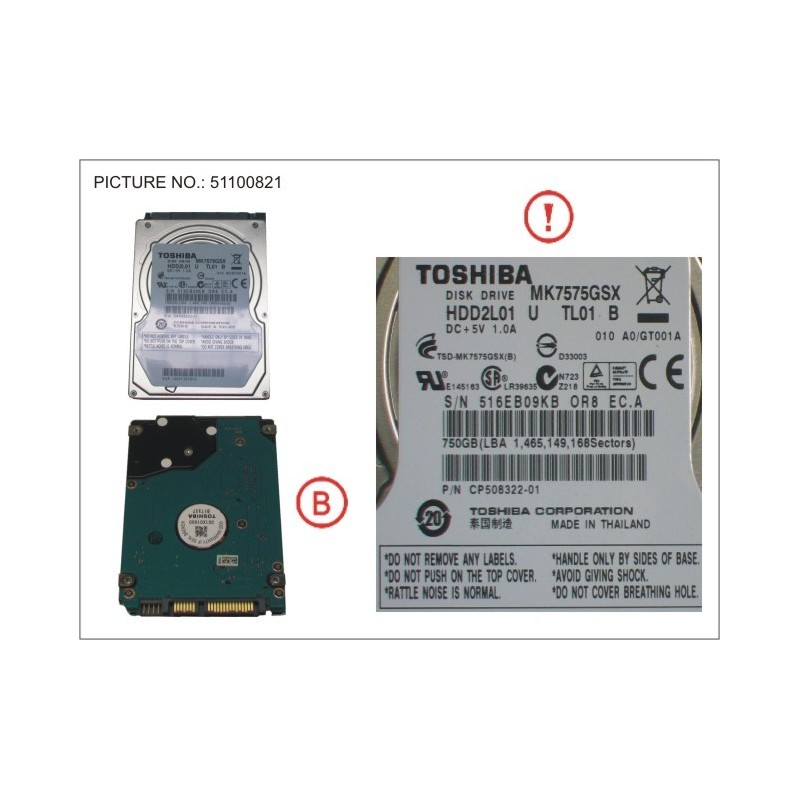 34033833 - HDD 750GB SATA2-5 5,4K/TOS 4K-AF