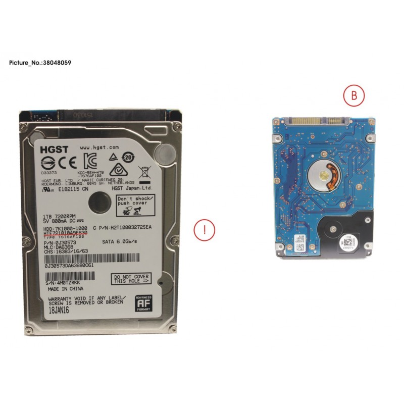 38048059 - HDD 1TB SATA S3 7.2K 2.5'