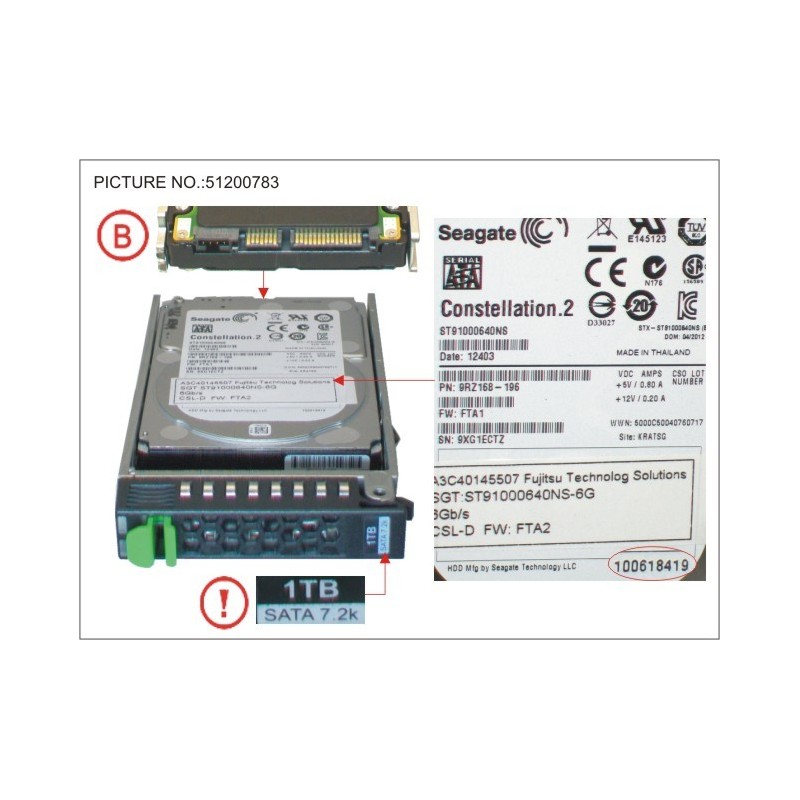 38019752 - HD SATA 6G 1TB 7.2K HOT PLUG 2.5' BC