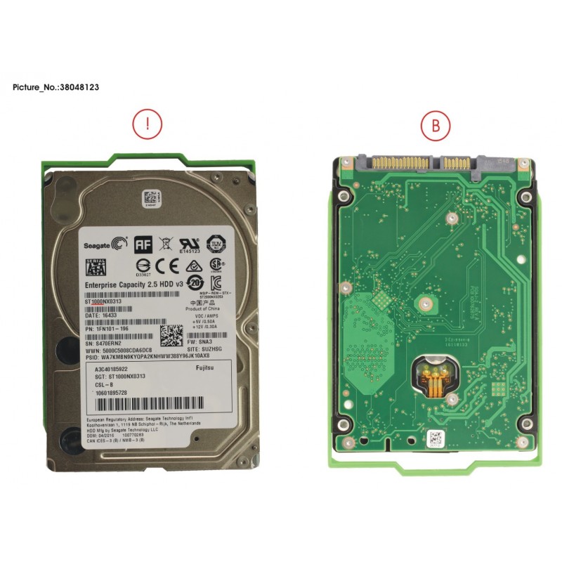 38048123 - HD SATA 6G 1TB 7.2K 512E NO H-P 2.5' BC