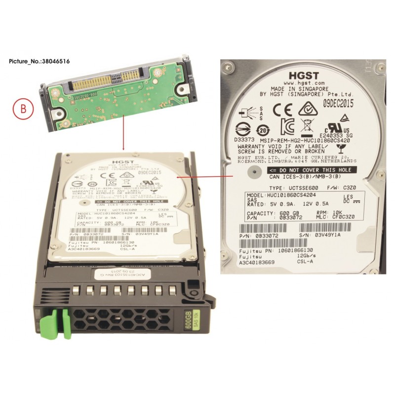 38046516 - HD SAS 12G 600GB 10K 512E HOT PL 2.5' EP