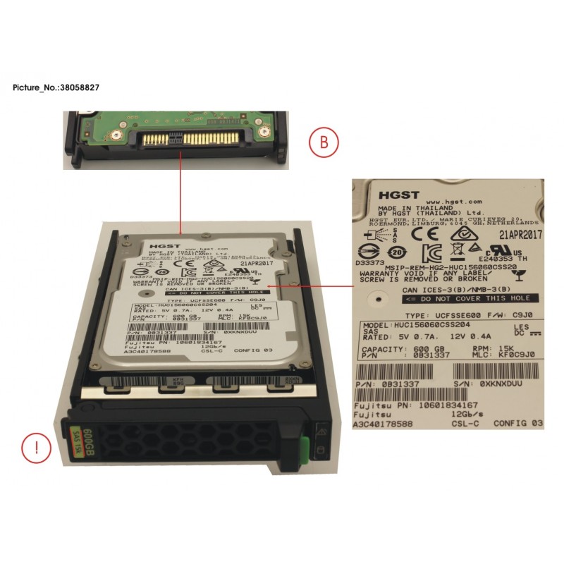 38058827 - HD SAS 12G 600GB 15K HOT PL 2.5' EP