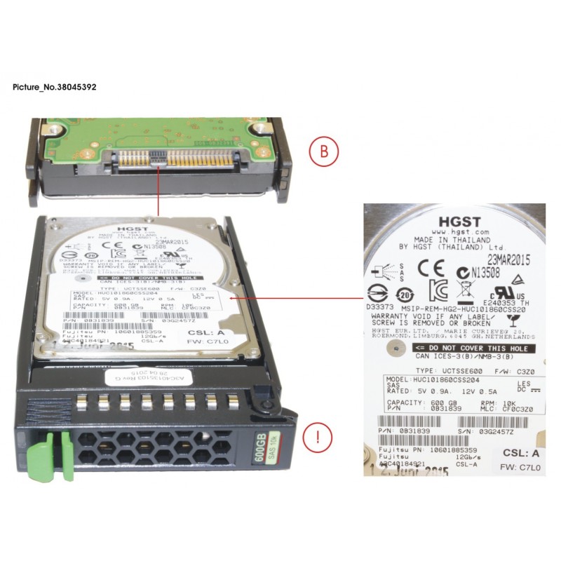 38045392 - HD SAS 12G 600GB 10K 512N HOT PL 2.5' EP