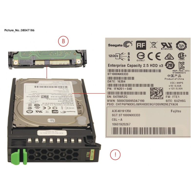 38047186 - HD SAS 12G 1TB 7.2K 512E HOT PL 2.5' BC