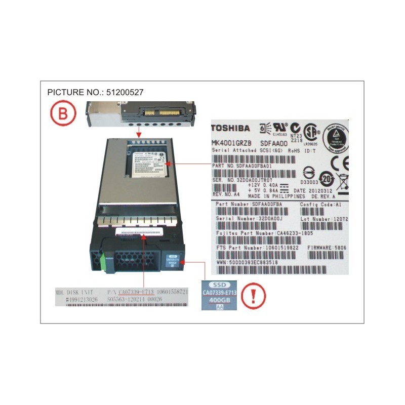 34035562 - DX S2  SSD SAS 400GB 3.5", MK4001GRZB