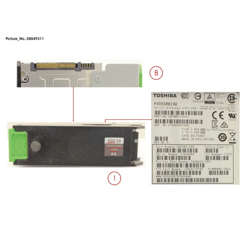 38049311 - DX HD-DE SPARE SSD 1.92TB