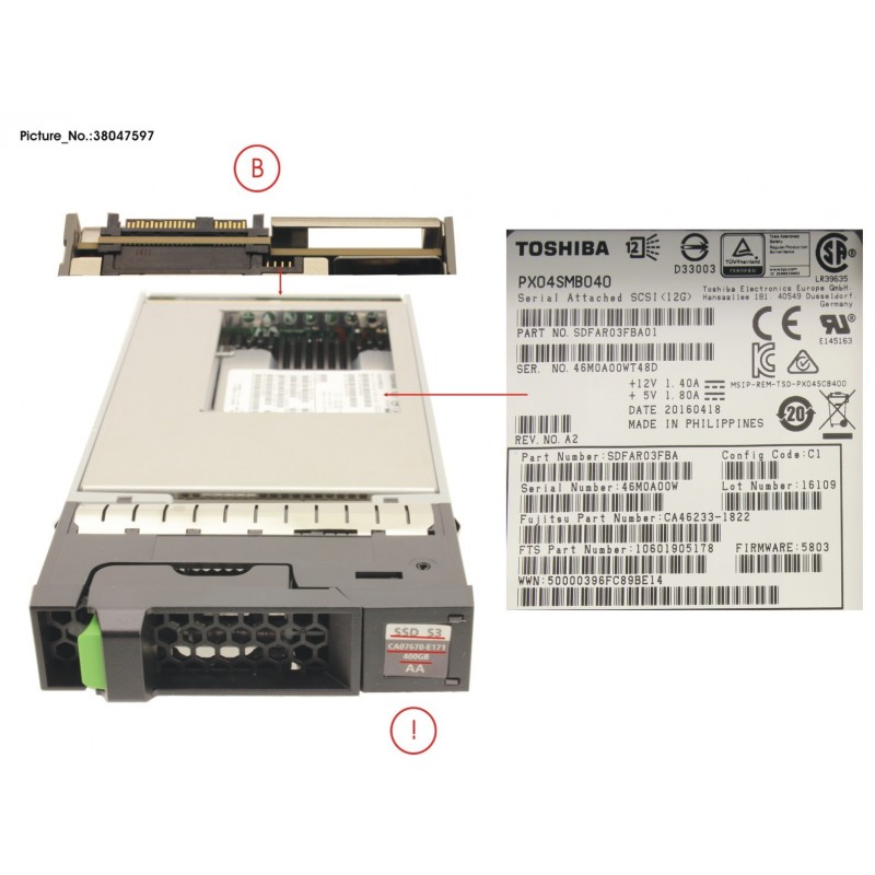 38047597 - DXS3 MLC SSD  3.5'  400GB SAS3X1