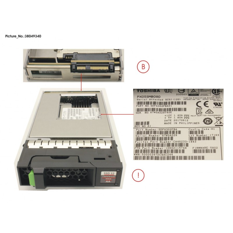 38049340 - DXS3 MLC SSD  3.5'  800GB SAS3 X1