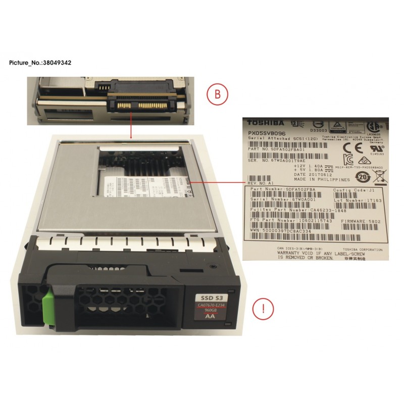38049342 - DXS3 MLC SSD SAS 960GB 12G 3.5 X1