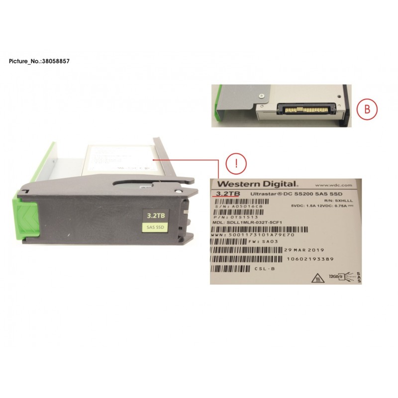 38058857 - JX60 S2 MLC SSD 3.2TB 3DWPD SPARE