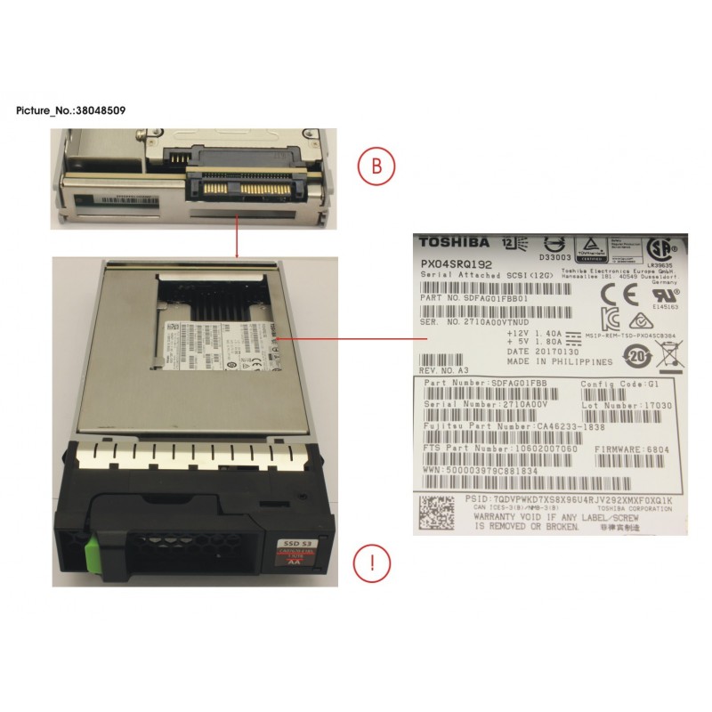 38048509 - DXS3 SED SSD SAS 1.92TB 12G 3.5 X1