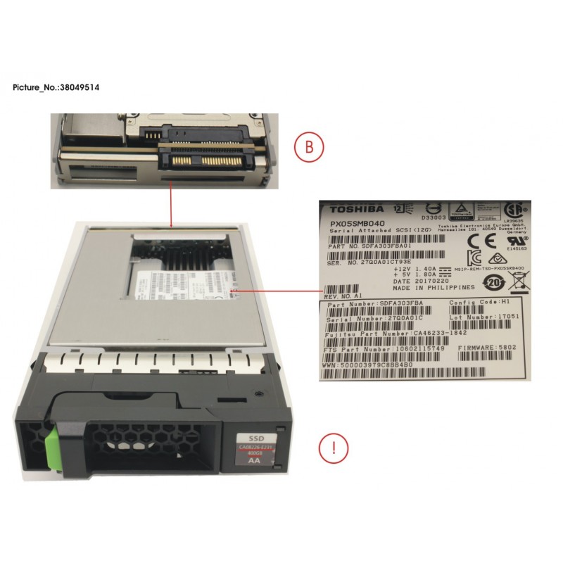 38049514 - DX S4 MLC SSD SAS 3.5' 400GB 12G