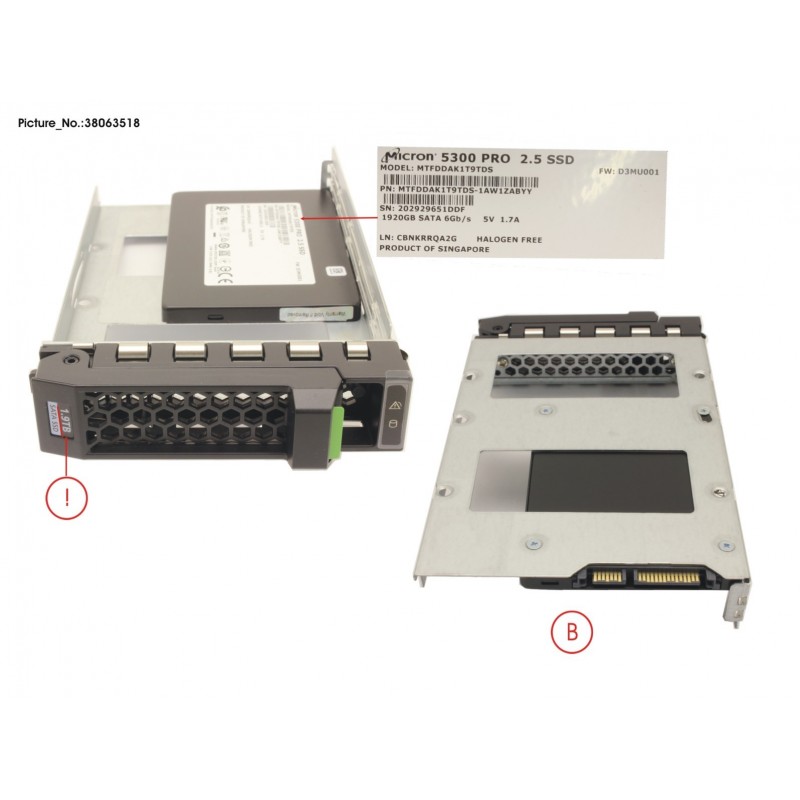 38063518 - SSD SATA 6G RI 1.92TB IN LFF SLIM