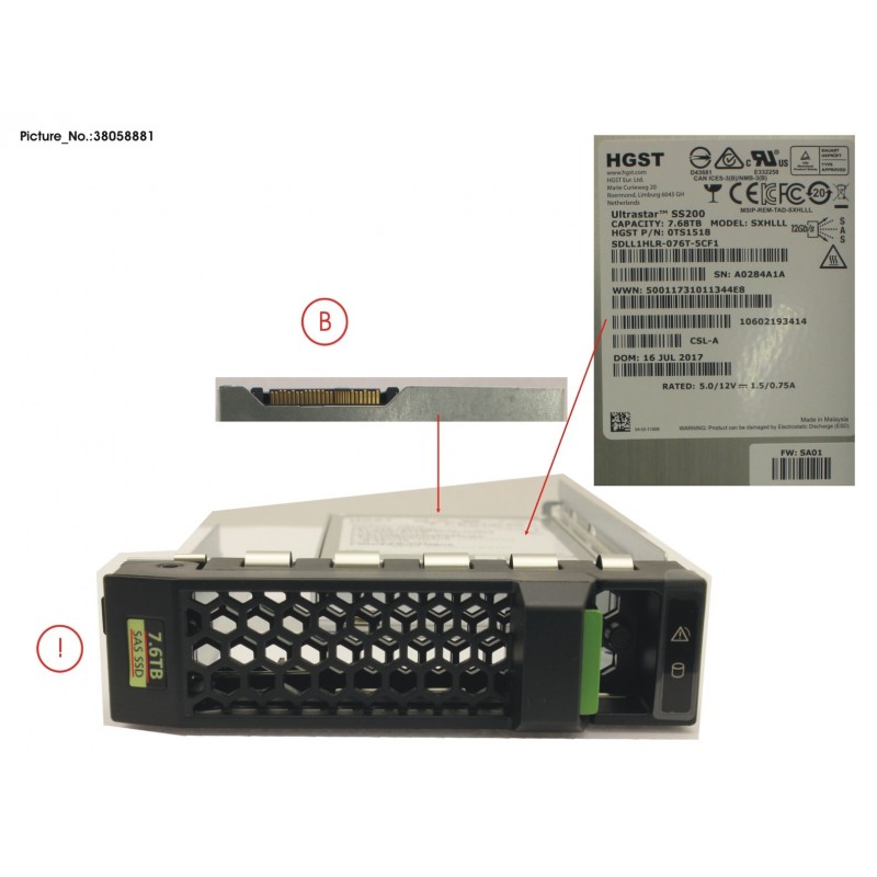 38058881 - SSD SAS 12G 7.68TB READ-INT. 3.5' H-P EP