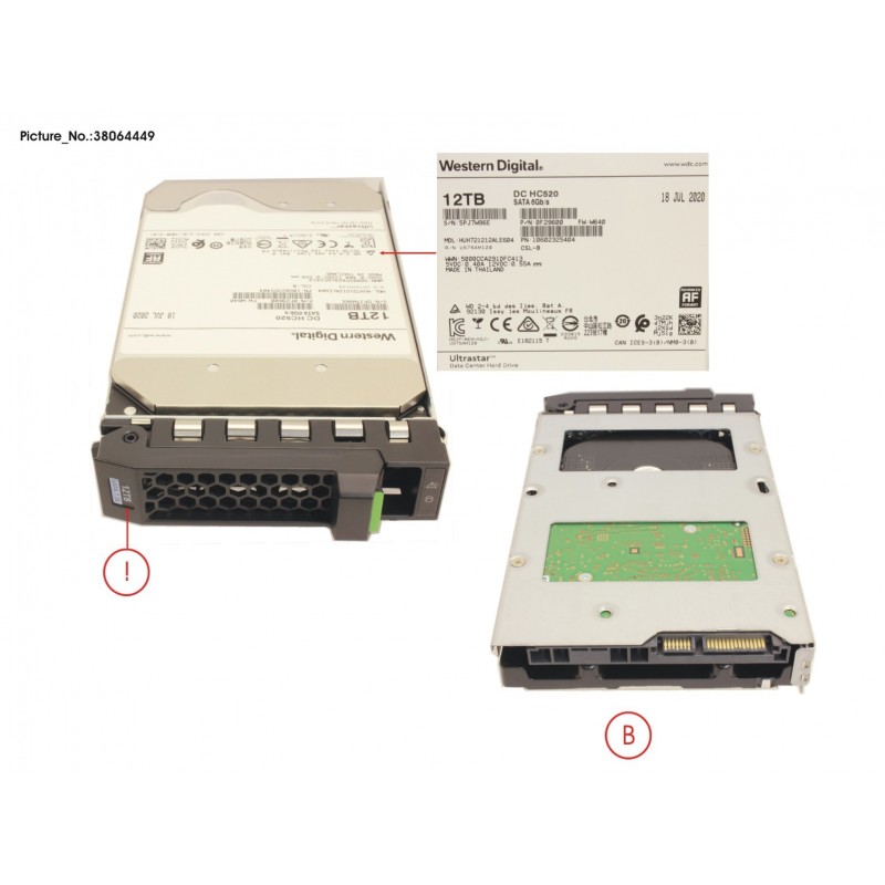 38064449 - HD SATA 6G 12TB 7.2K 512E HOT PL 3.5" BC