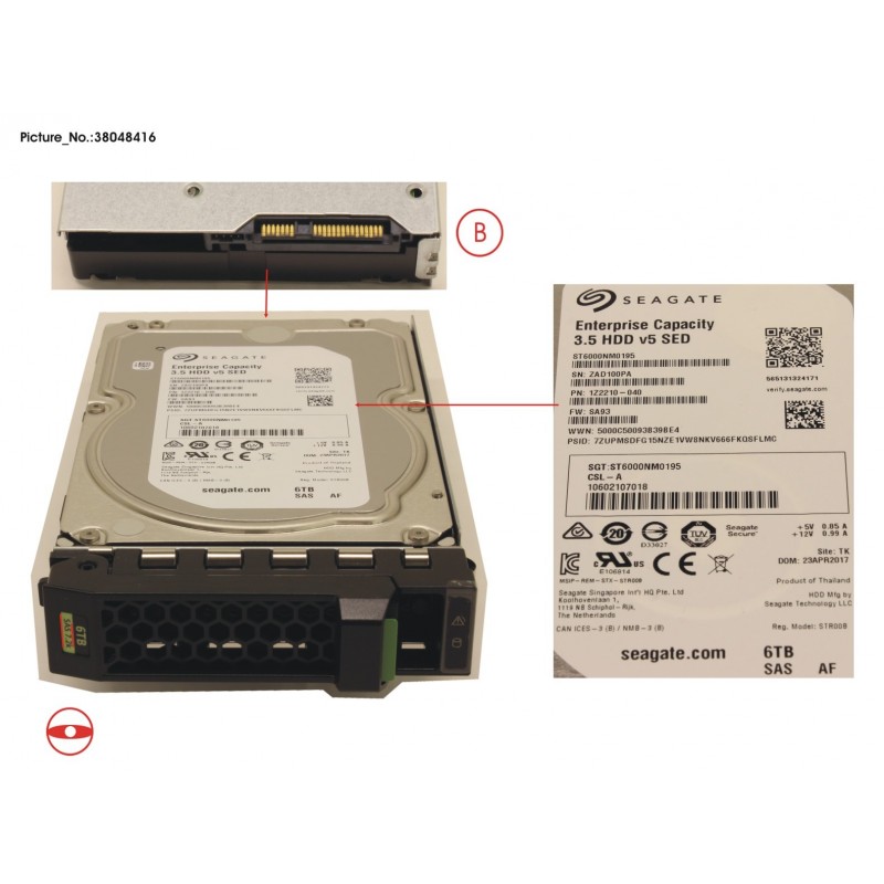 38048416 - HD SAS 12G 6TB 7.2K 512E SED H-PL 3.5'