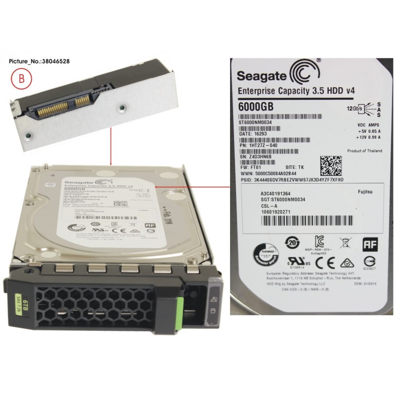 38046528 - HD SAS 12G 6TB 7.2K 512E HOT PL 3.5' BC