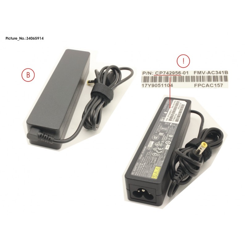 34065914 - AC-ADAPTER 19V 65W (3PIN, STICK TYPE)