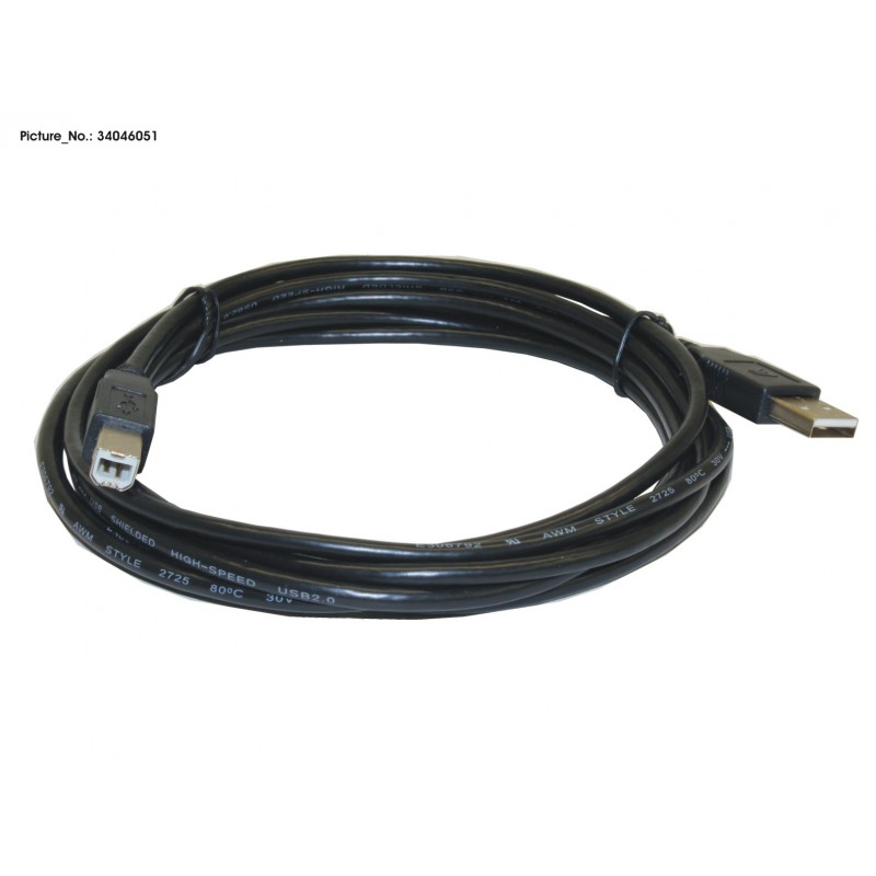 34046051 - V7 USB CABLE A TO B (M/M) BLACK 3M