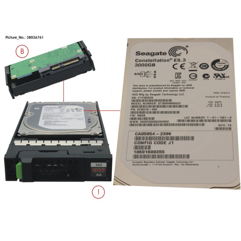38036761 - DX S2 HDD NLSAS 3TB 7.2K 3.5  ES5
