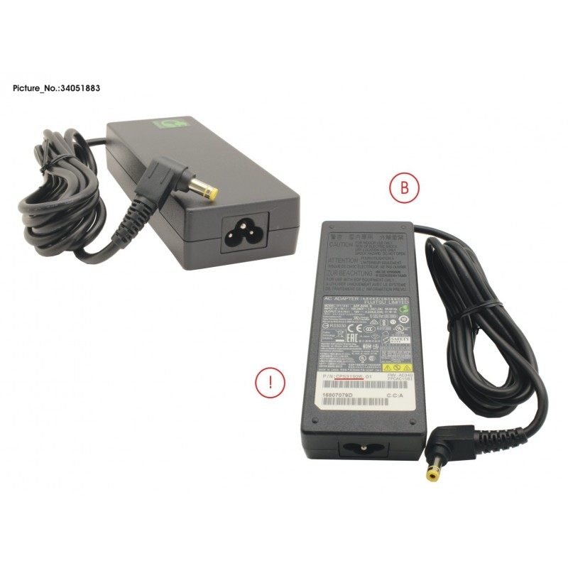 34051883 - AC-ADAPTER 19V 80W (3-PIN, FOR 0W)