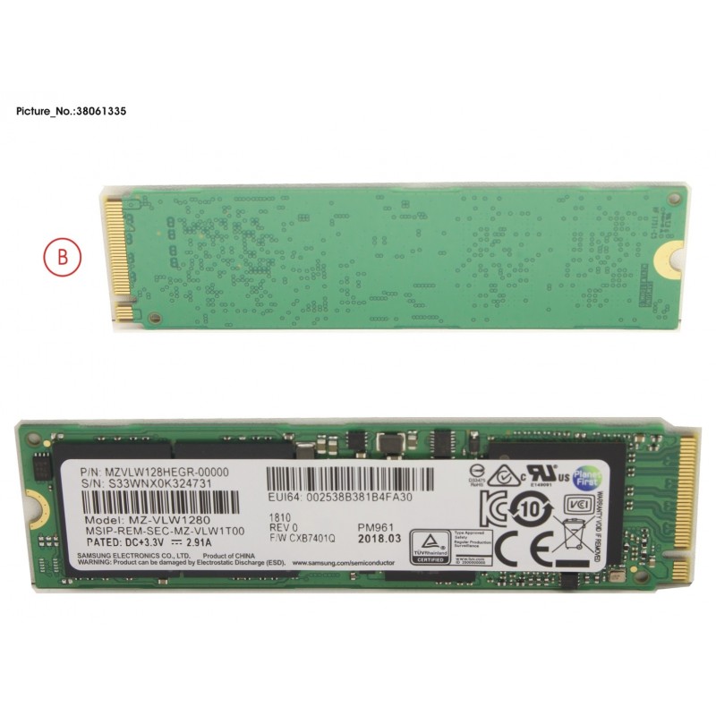 38061335 - SSD PCIE 256GB M.2 NVME