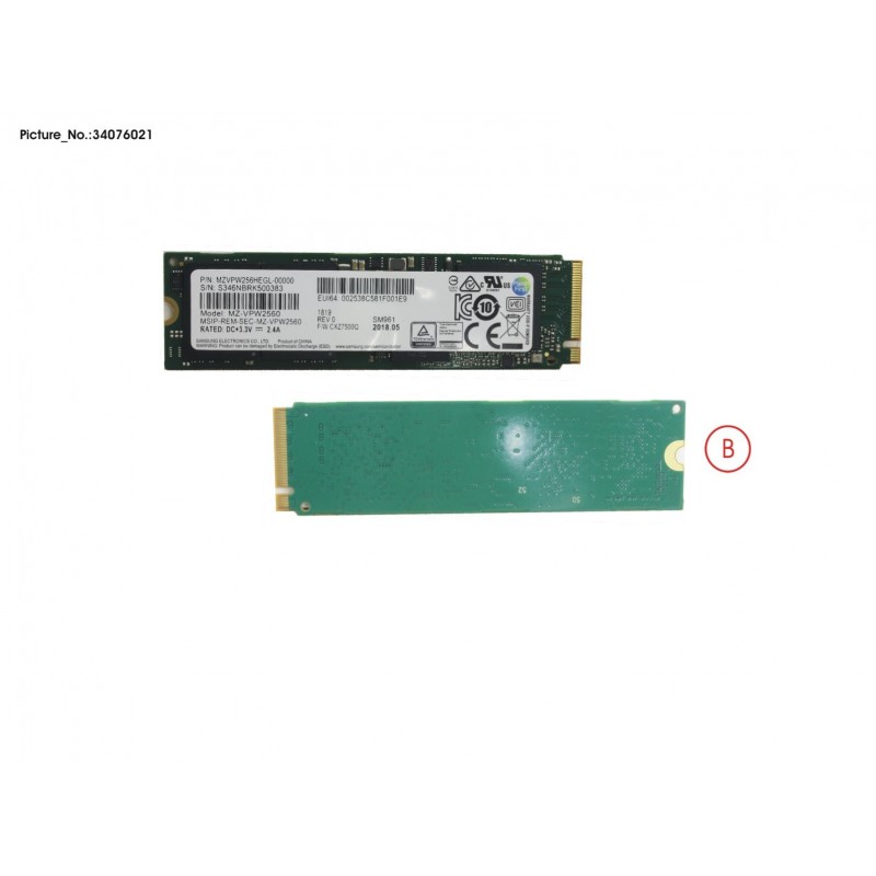 34076021 - SSD PCIE M.2 2280 SM961 256GB