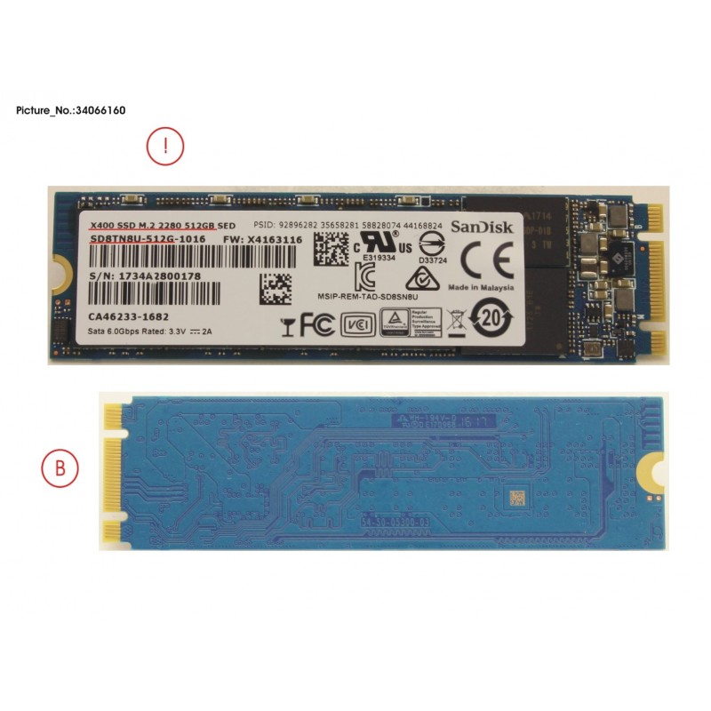 34066160 - SSD S3 M.2 2280 X400 512GB (OPAL)