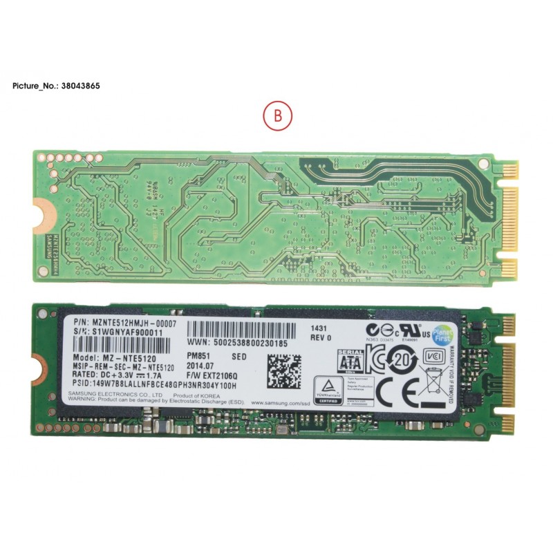 38043865 - SSD NGFF PM851 512GB (OPAL)