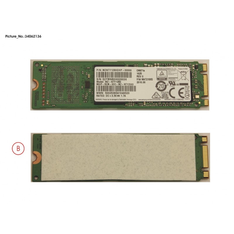 34062136 - SSD S3 M.2 2280 128GB W/RUBBER