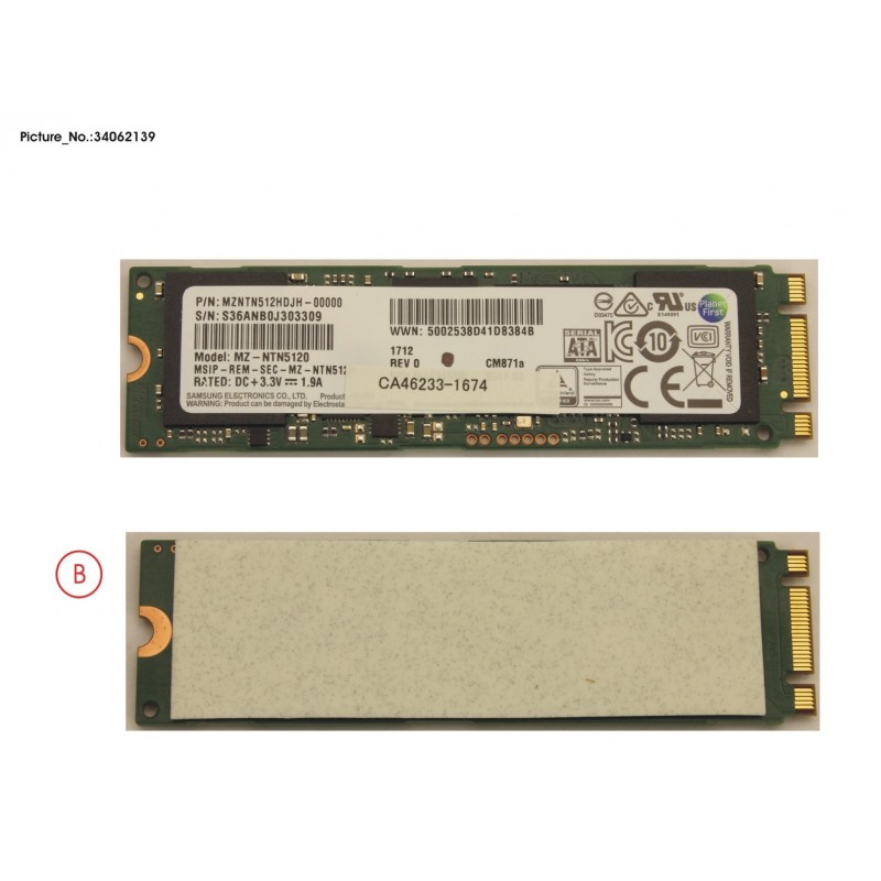 34062139 - SSD S3 M.2 2280 512GB (FDE) W/RUBBER
