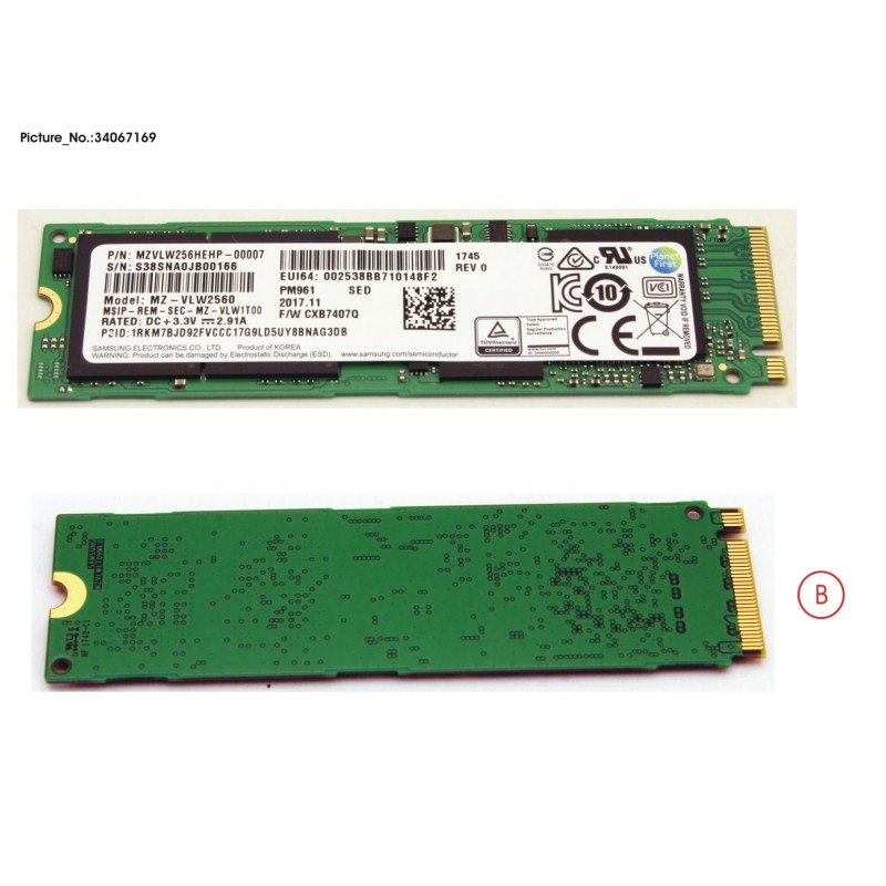 34067169 - SSD PCIE M.2 2280 PM961 256GB(FDE)