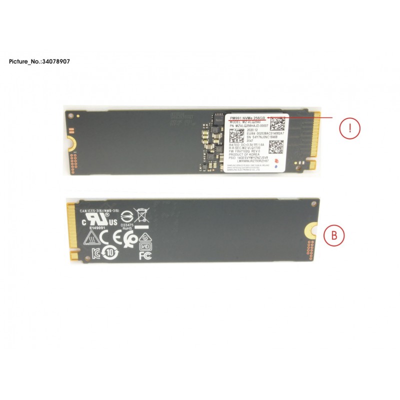 34078907 - SSD PCIE M.2 PM991 256GB(SED)