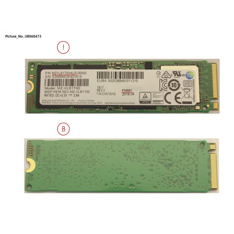 38060473 - SSD PCIE M.2 2280 1TB PM981