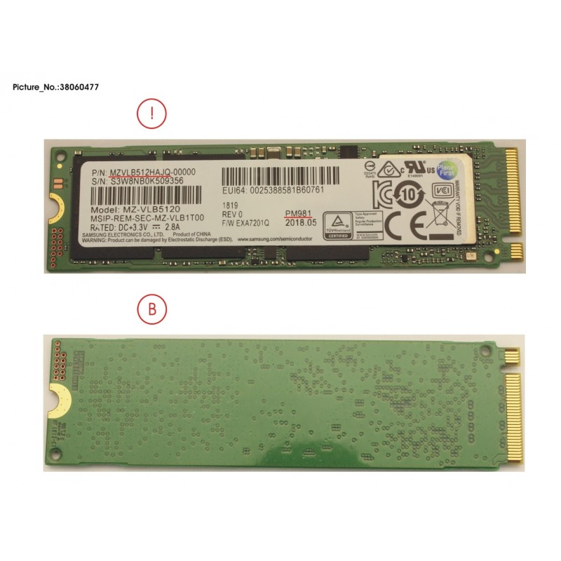 38060477 - SSD PCIE M.2 2280 512GB PM981