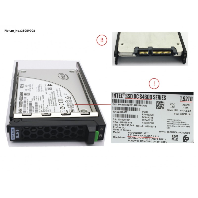 38059908 - SSD SATA6G 1.92TB MIX-USE 2.5' HP S4600