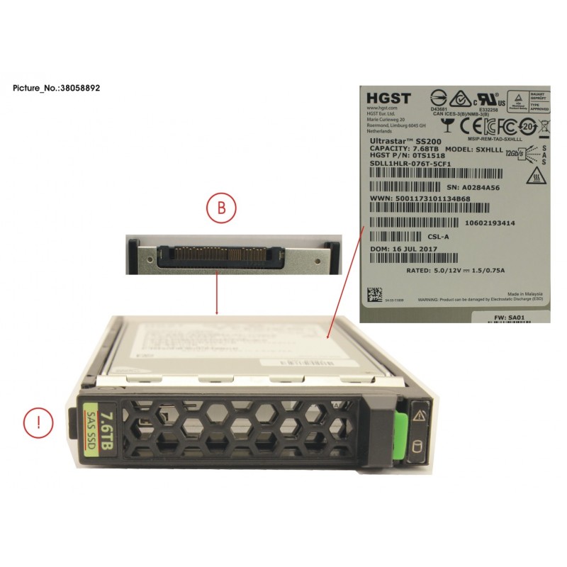 38058892 - SSD SAS 12G 7.68TB READ-INT. 2.5' H-P EP