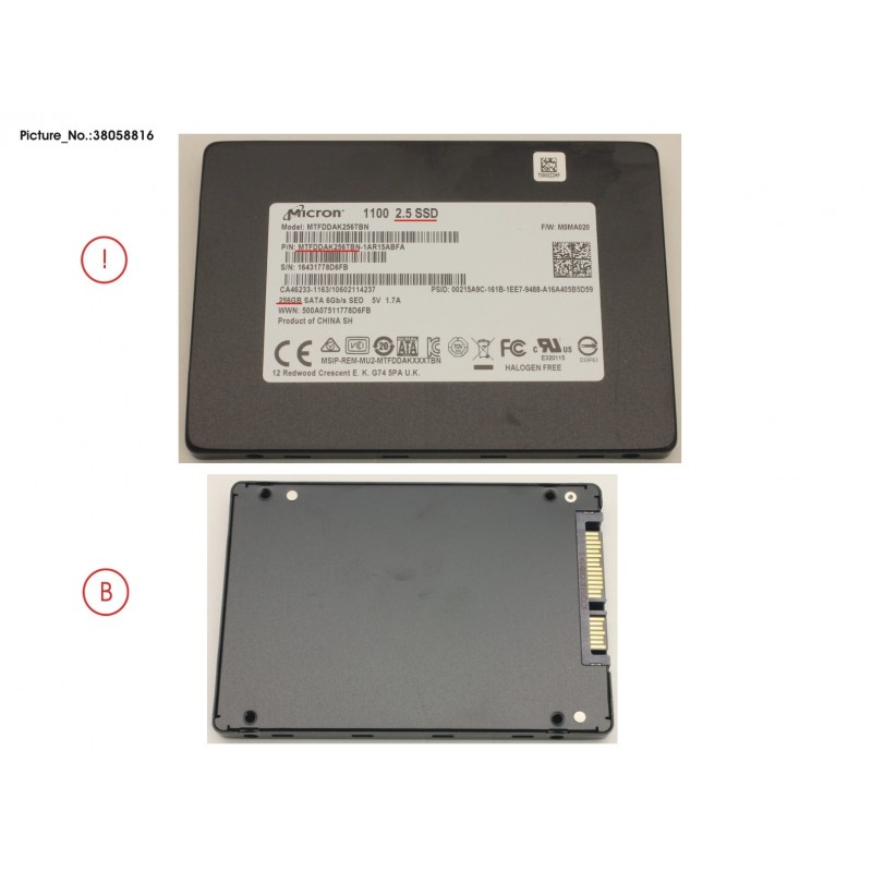 38058816 - SSD S3 256GB 2.5 SATA (7MM) (OPAL)